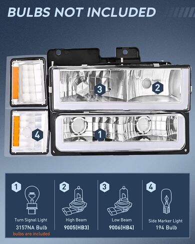 Nilight Headlights Assembly Led DRL for Chevy Silverado 1500 2500 3500 1994 1995 1996 1997 1998,1994-1998 Chevrolet Tahoe/C10/CK/Suburban,Black Housing Amber Reflector in Saudi Arabia