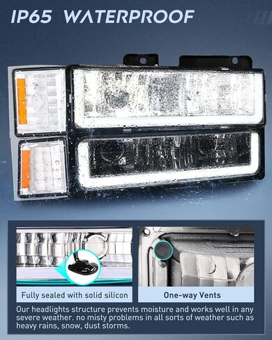 Nilight Headlights Assembly Led DRL for Chevy Silverado 1500 2500 3500 1994 1995 1996 1997 1998,1994-1998 Chevrolet Tahoe/C10/CK/Suburban,Black Housing Amber Reflector in Saudi Arabia