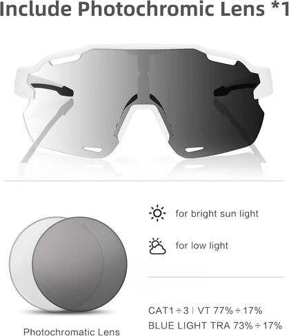 نظارات شمسية لركوب الدراجات فوتوكروميك للرجال والنساء، نظارات رياضية لركوب الدراجات الجبلية MTB، حماية مستقطبة من الأشعة فوق البنفسجية in Kuwait
