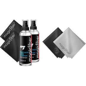 MagicFiber 6 PK Glasses Kit - 2 Eyeglass Cleaner Sprays + 4 Microfiber Cleaning Cloths - Premium Eye Glass Cleaners Spray and Glasses Wipes - Lint-Free Lens Microfiber Cleaning Cloth