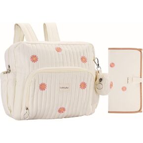 Diaper Bag Backpack, Mini Maternity baby bag with Changing Pad, Insulated Pockets, Stroller Straps & Pacifier Case (Beige - Bears)