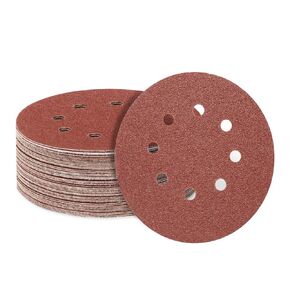 50 PCS 5 Inch 8 Hole Sanding Discs, 60 80 120 240 320 Assorted Grits Hook and Loop Round Sandpaper Pads for Random Orbital Sander