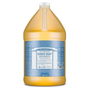 Dr. Bronner's Magic Soap - Pure-Castile Liquid Soap (Baby Unscented, 1 Gallon) -Regenerative Organic Certified Oils, 18-in-1 Uses: Face, Hair, Laundry & Dishes, For Sensitive Skin, No Fragrance, Vegan