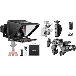 NEEWER X12 14 inch Aluminum Alloy Teleprompter for iPad Tablet Smartphone DSLR Cameras with Remote Control, Carry Case, Super Clamp with 3" Dual Ballhead Magic Arm Included