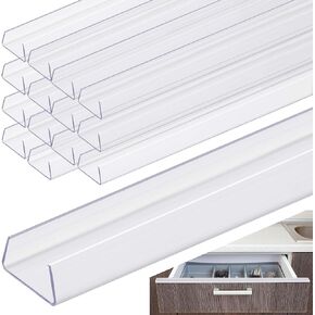 6 Pcs 16.5" Cabinet Door Protector Edge Guard-3/4 Thick Slip-On Drawer Door Protector in Clear-Shelf Edge Protectors for Home Kitchen Cabinets Door Edge Protection