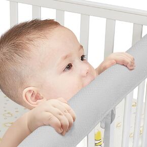 3 in 1 Crib Rail Covers Mesh Corner Edge Strip,3 PC Covers Protector for Boys Girls(2025,breathble Type) (Gray-breathble)