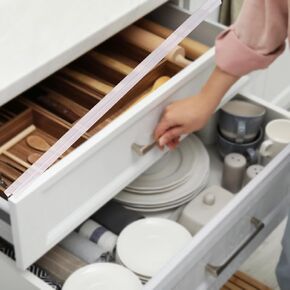 8PCS Clear Rigid Plastic Slip On Cabinet Door Protector, Works for 3/4" Cabinet Door Thickness, 24" Length, Edge Guard for Protecting Kitchen Cabinets Stool Foot Rails (24 inches)