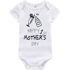 Newborn Infant Baby Bodysuit My 1st Mother's Day Romper Outfit Happy Mother's Day Cotton Jumpsuit Clothes