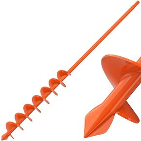 Auger Drill Bit for Planting 2x32 Inch, Heavy Duty Garden Earth Auger with Safety Edges & Orange Anti-Rust Coating, Compatible with Cordless Drills for Clay/Rocky Soil/Sandy Lawn (Hex Shank)