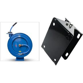 BLUSEAL BSWR5850 Retractable Hose Reel (50') Bundle with BLUBIRD HRS3812 Universal Hose Reel Swivel Mount