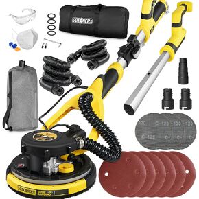 Drywall Sander, 6.5-amp Powerful Electric Drywall Sander with Vacuum, Anto Dust Removal, 7 Variable Speed, 900-1800RPM, Dustless Floor Sander with 26’ Power Cord for Popcorn Ceiling