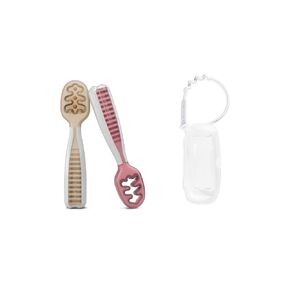 NumNum Baby Spoons Set, Pre-Spoon GOOtensils for Kids Aged 6+ Months - First Stage, Baby Led Weaning (BLW) Spoon Blue/Orange + Travel Case for Pre-Spoon GOOtensils for Kids Aged 6+ Months