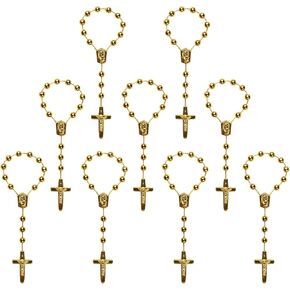 XINHUIDALSQ 50 Baptism Rosary Acrylic Rosary Mini Rosary Suitable for the First Holy Communion Baptism Party Gift Suitable for Recuerditos De Bautismo Christening Favors Decenarios Finger Rosary