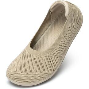 Women's Ballet Flats Wide Toe Box Barefoot Dress Shoes Knit Flat Comfortable Casual Walking Shoe Minimalist Zero Drop Slip On