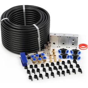 FORNAX Air Line Kit with14-Piece Air Push To Connect Kit, 100ft 1/2 inch OD Nylon Tubing, Air Piping System Industrial Type Quick Connect Coupler and Plug