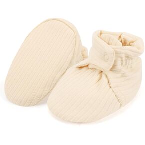 Baby Booties Newborn Organic Cotton Adjustable Sock Shoes Soft Cozy First Walkers for Infant Boy Girl