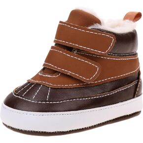 Josmo Baby Boys and Girls Winter Boots Cozy Fleece Lined Crib Shoes Soft Sole Strap Stylish Duck Boot Baby First Walking Shoes Size Infant 2-4
