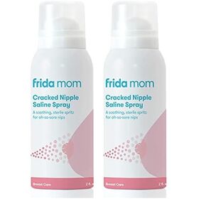 Frida Mom Cracked Nipple Soothing Spray - All-Natural Saline to Heal Sore, Cracked Breastfeeding Nipples - Air-Dry, Gentle for Baby + Mom - 2 Fl oz (Pack of 2)