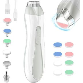 Rechargeable Baby Nail Trimmer Electric Baby Nail File, 15-in-1 Baby Nail Clippers with Dust Cover & LED Light, Baby Nail Buffer Kit for Newborn Infant Toddler Adult Toes Fingernails, Grey