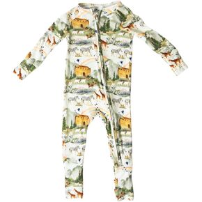 Tiny Revival Baby Zipper Pajamas Sleepers–Hypoallergenic, Newborn to Toddler, Tencel Modal, Soft–Bible Clothing (US, Age, Newborn, Noah's Ark)