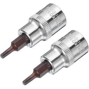 uxcell 3/8" Drive x T35 Torx Bit Socket, S2 Steel Bits, CR-V Sockets 2" Length (For Hand Use Only) 2pcs