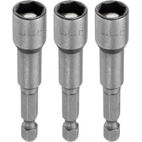 uxcell 3pcs Hex Nut Driver Drill Bit 10mm Metric 6-Point Socket 1/4" Hex Shank Magnetic Setter CR-V Steel Bolt Sockets for Power Drills Impact Drivers, 2.56" (65mm) Long
