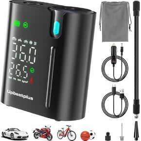 T1 Portable Tire Inflator with 160 PSI, 4X Faster Air Pump, Wireless Car Tire Inflator with Pressure Gauge, Suitable for Car, Motorcycle, Bicycle, and Ball Inflation﻿