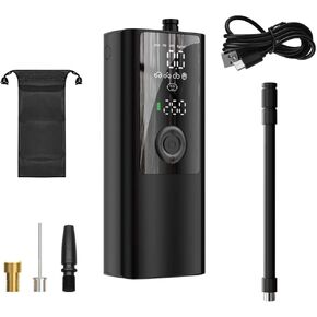 Compact Tire Inflator & Portable Air Compressor [2400 mAh] - Cordless Pump with Digital Pressure Gauge, LED Light, Auto Shut-Off - for Car, Motorcycle, Bicycle, Balls & More