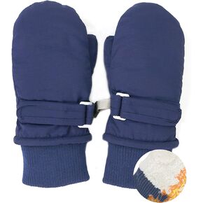 Toddler Snow Mittens for kids Boys Girls, Water-repellent Baby Winter Gloves, Elastic Cuffs, Plush Lining, Blue, 2-4 Years