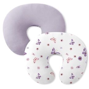 Little Grape Land Nursing Pillow Covers 2 Pack for Baby, Soft 100% Cotton Covers for Breastfeeding Pillows, Breathable Muslin Green Leaves Nursing Pillow Cases Fit Standard Nursing Pillows