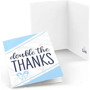 Big Dot of Happiness It’s Twin Boys - Blue Twins Baby Shower Thank You Cards (8 count)