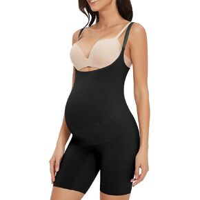 Women's Maternity Bodysuit Pregnancy Shapewear Shorts Bump Support Bustless Adjustable Straps Romper Jumpsuit