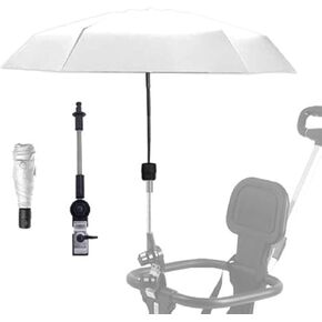 Adjustable Steering Angle , Clip-On All-round protection, Convenient and Lightweight, For Sun Protection Lightweight , Easy to install, Stroller Umbrella, Baby Umbrella Stroller Accessory. (white)