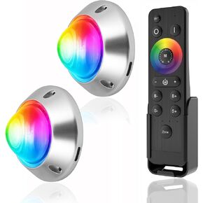Husuku GT6 6000lm مصابيح قارب تحت الماء LED ، ضوء الصيد ، RGB 12V 60W 60 ° أضواء زاوية زاوية زاوية زاوية ، IP68 مقاوم للماء ، جسم معدني بالكامل ، مجموعة لاسلكية ومزامنة للرسو