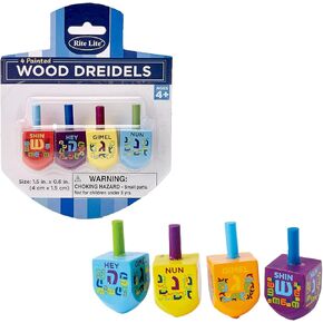 Rite Lite DRL-9-CR The Draydel Game - 4 Small Painted Wood Draydels - Pack of 12