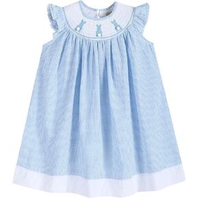 Baby and Girls Smocked Easter Bunny Bishop Dress