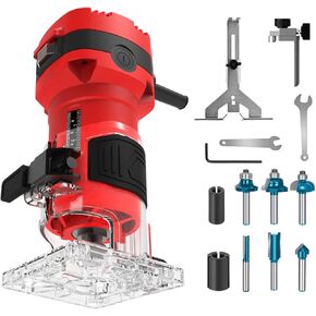 Wood Router Tool,Dobetter Routers for Woodworking, Compact Trim Router with 6 Wood Router Bits, 1/4" Collets and 8mm/12.7mm Adapter -DBTR550