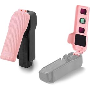 Pocket 3 Cover Case Accessories, Gimbal Flip Protective Cover Lens Protector Cap Holds 3 Filters for DJI Osmo Pocket 3 Creator Combo (Pink)