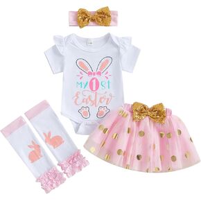 My First 4th of July Baby Girl Outfit American Short Sleeve Romper+Skirt Shorts+Headband+Socks Summer Set