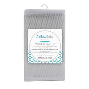 AirflowBaby Breathable Mesh Liner for Full-Size Cribs, 11"H (28cm) Essential 2mm Mesh, Gray (Size 4FS Covers 3 or 4 Sides)