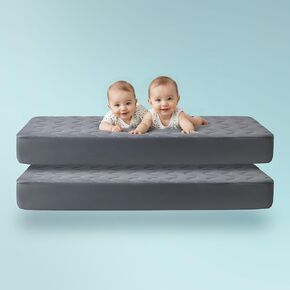 Sleep Zone Cooling Crib Mattress Protector Waterproof 1 Pack, Quilted Soft Toddler Mattress Pad, Breathable Baby Mattress Cover with Deep Pocket, Machine Washable Bed Topper (Dark Grey, 52 x 28)