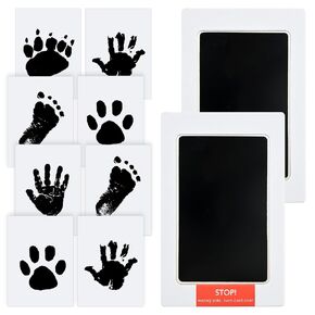 2 Packs Baby Footprint kit,Inkless Hand Print Ink Pad,Safe No Mess Printing Infant Hand Foot Stamp with 8 Imprint Cards Clean-Touch Hand and Footprint Kit for Baby Keepsake Gifts,Pet Paw Dog Kit,Black