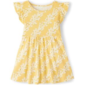 The Children's Place,and Toddler Girls Short Sleeve Fashion Dress,Sunset Gold,5T
