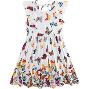 Goodstoworld Toddler Girl Dress for Kids Summer Beach Ruffle Tie Back Dresses for 2-8T