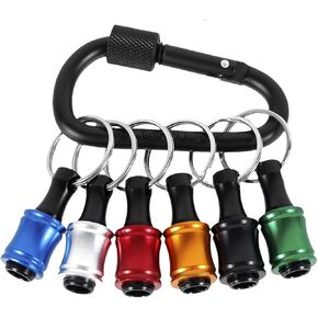6Pcs 1/4inch Hex Shank Bit Holder Portable Socket Drill Bit Holder Quick Change Aluminum Alloy Long and Short Drill Bit Holder Extension Bar Keychain Drill Bit Holder for Drill Bit (6)