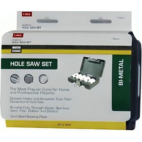 Master Mechanic 6 Piece Bi Metal Hole Saw Designed to Cut Hard and Softwood, Nail Embedded Wood, Stainless Steel, Pipe, Rubber, and Conduit