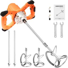Electric Handheld Cement Mixer with 6 Speed, for Motar,Paint, Grout, Plaster (yellow)