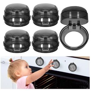 5 Pack Stove Knob Covers Child Safety Gas Stove Knob Locks Universal Size Button Covers Baby Proofing Oven Lock Knob Guard Covers for Prevent Kid Pet from Turning on The Stove