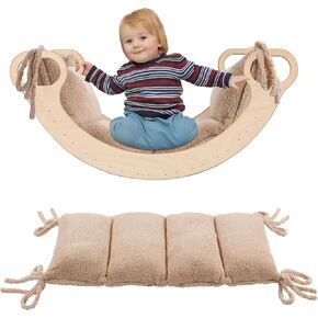 ROYALAY Cushion for Climbing Arch Rocker for Kids, Soft Seat Cushion, Arch Cushion Floor Mats, Sherpa Floor Cushion Toddler Nap Mat, Climbing Arch, Rocker Pillow for Toddlers Arch Climber(Camel)