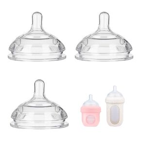 VANEST 3 Packs Silicone Bottle Nipples Compatible with Boon Nursh Bottles, Replacement Bottle Nipple BPA-Free, No Spill, Anti-Colic, Fast Flow, Size F, 6+ Months (Fast Flow)